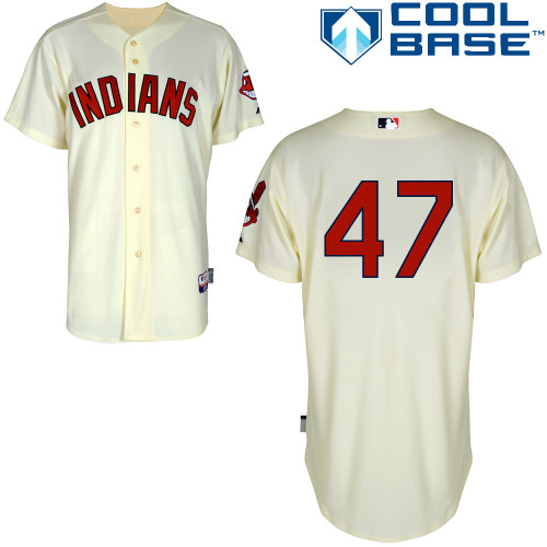 Trevor Bauer #47 MLB Jersey-Cleveland Indians Men's Authentic Alternate 2 White Cool Base Baseball Jersey